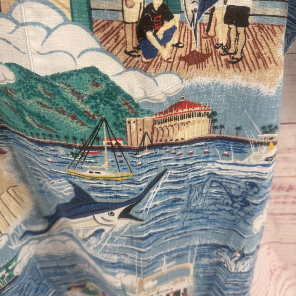 Reyn Spooner Shirt Mens XL Santa Catalina Island Fishing Short Sleeve Button - Picture 5 of 10